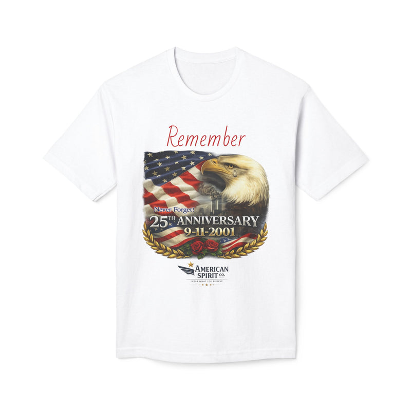 Remember 9/11 Memorial T-Shirt — 25th Anniversary American Flag & Eagle